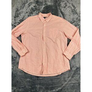 Gap Mens Slim Fit Button-Down Shirt Orange Gingham Check Cotton XXL